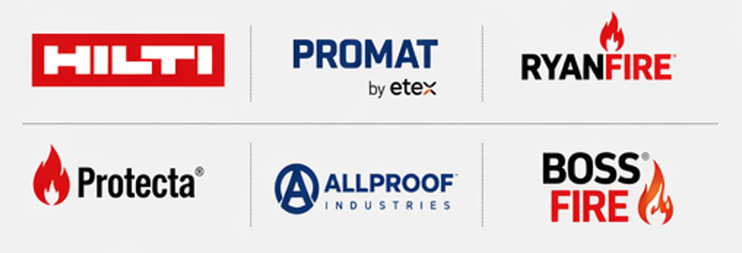 Passive fire protection systems including Hilti, Promat, Ryanfire, Protecta, Allproof and Boss Fire